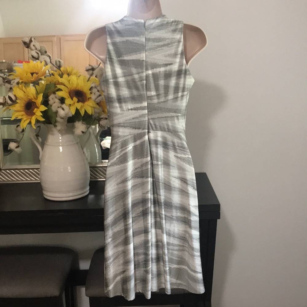 Gray and White Halter Midi Sundress for Wedding Guest - Picture 3 of 3